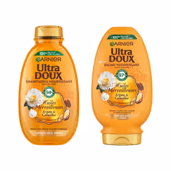 Garnier - Lot de Shampoing et Baume Nourrissant Ultra Doux - Huiles Merveilleuse Argan & Camélia -