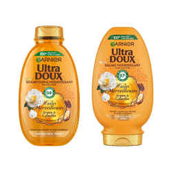 Garnier - Lot de Shampoing et Baume Nourrissant Ultra Doux - Huiles Merveilleuse Argan & Camélia -