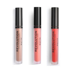 Makeup Revolution - Lot de 3 Gloss à Lèvres Matte - 101 Piece of Cake/ 107 RBF/ 132 Cherry -