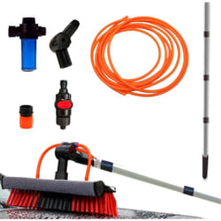 Venteo - Rouge/Noir 3,6 mètres telescopic hydrocleaner Brosse à eau de lavage - Manche télescopique - Brosse avec éponge et raclette - Adaptateur