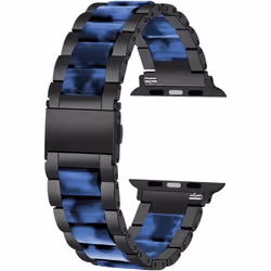 Bracelet Montre Résine en Acier Inoxydable Noir Compatible for iWatch 38mm 40mm Apple Watch Series 6 SE Series 5 4 3 2 1 Spor ...