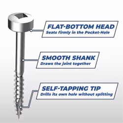 Vis à trous de poche Kreg Revêtu de Zinc Pan-Head, Filetage fin - SPS-F150-100-INT