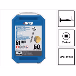 Contenu de la livraison: - 50x KREG Vis à tête cylindrique bombée 51 mm 50 pièces ( SML-C2-50 ) - 1x Boîte de rangement Descr ...