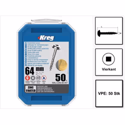 Contenu de la livraison: - 50x KREG Vis à tête cylindrique bombée 64 mm (SML-C250-50) - 1x Boîte de rangement Description du  ...