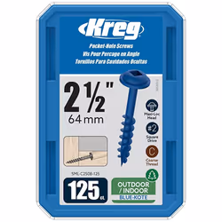 Vis à trous de poche 64 mm Blue-Kote™ Maxi-Loc, Filetage épai, 125 - KREG - SML-C250B-125