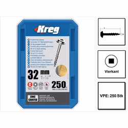 Contenu de la livraison: - 250x KREG Vis à tête cylindrique bombée 32 mm 250 pièces (SML-C125-250) - 1x Boîte de rangement De ...