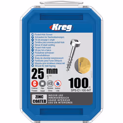 Vis à bois Kreg SPS-C1; Pan Head; 1''; 25 mm; 100 pcs.; gros fil