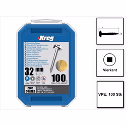 Contenu de la livraison: - 100x KREG Pocket-Hole Vis à tête ronde 32mm (SML-F125-100) - 1x Boîte de rangement Description du  ...