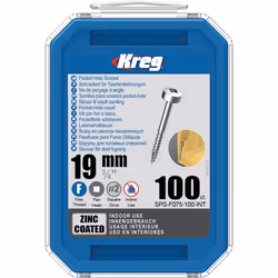 Vis à bois Kreg SPS-F075; 3/4''; 19 mm; 100 unités