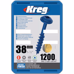 Vis à bois Kreg SML-C150B; Maxi-Loc; 1,50''; 38 mm; 1200 pcs.; bleu
