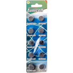 Lot de 10 Piles Bouton alcaline Eunicell LR1130 / LR54 / LR1130L / 189 / 389 / G10A / G10-A / 389A / G10 / AG10 1.5V