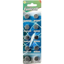 Lot / Pack 10 Piles Bouton Alcaline Eunicell AG10 / LR1130 / LR54 / LR1130L / 189 / 389 / G10A / G10-A / 389A / G10