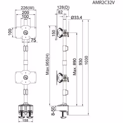 Amer Networks AMR2C32V support d'écran plat pour bureau 32" Noir - Vue supplémentaire 3