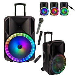 Enceinte karaoké Sono 800w + 2 micros+ Usb Blueooth + Batterie grande autonomie - PARTY15-RGB LED - PA DJ SONO MIX