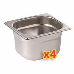 Bac Inox GN 1/6 avec Couvercle - Lot de 4 - Vogue