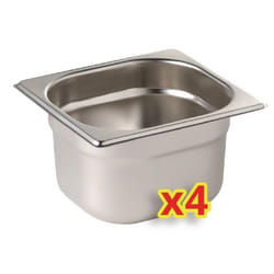 Bac Inox GN 1/6 avec Couvercle - Lot de 4 - Vogue
