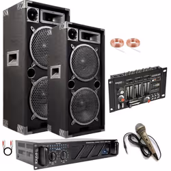 PACK SONO AMPLI 960w + 2 Enceintes 1000W + TABLE DE MIXAGE + MICRO + CÂBLE PC + CÂBLE HP - PA SONO DJ LIGHT - Soirée annivers ...