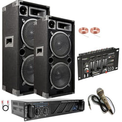 PACK SONO AMPLI 960w + 2 Enceintes 1000W + TABLE DE MIXAGE + MICRO + CÂBLE PC + CÂBLE HP - PA SONO DJ LIGHT - Soirée anniversaire