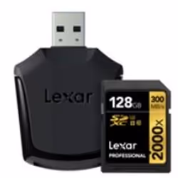 Lexar 128GB SDXC UHS-II, 128 Go, SDXC, Classe 10, UHS-II, 300 Mo/s, Noir