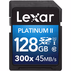 Lexar Platinum II 300x SDHC/SDXC UHS-I, 128 Go, SDXC, Classe 10, UHS, 45 Mo/s, 20 Mo/s