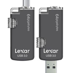 Lexar 64GB, USB 3.0/Type C lecteur USB flash 64 Go USB Type-A / USB Type-C 3.2 Gen 1 (3.1 Gen 1) Noir