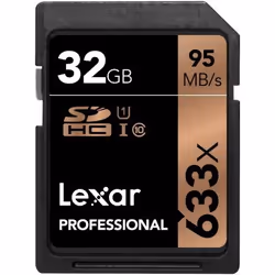 Lexar Professional 633x SDHC/SDXC UHS-I, 32 Go, SDHC, Classe 10, UHS-I, 95 Mo/s, 20 Mo/s
