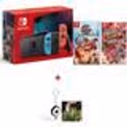 Console de salon - Nintendo - Switch Emblématique - Rouge Néon - Bleu Néon - 2 Jeux Offerts