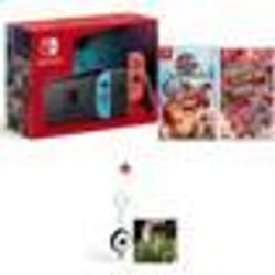 Console de salon - Nintendo - Switch Emblématique - Rouge Néon - Bleu Néon - 2 Jeux Offerts