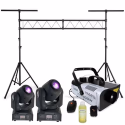 Portique Dj support Lumière de 3 M très robuste - 2 Lyres SPOT7 Dmx avec Gobos - 1 Machine à Fumée IBIZA LIGHT 900W
