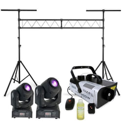 Portique Dj support Lumière de 3 M très robuste - 2 Lyres SPOT7 Dmx avec Gobos - 1 Machine à Fumée IBIZA LIGHT 900W