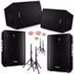 Pack Sono Ibiza Sound 2400W Total - 4 Enceintes 600W - 2 Pieds Supports Enceintes - Câbles - Soirée - Anniversaire - Mariage