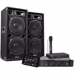 SONO COMPLETE 2000W AVEC AMPLI ENCEINTES TABLE DE MIXAGE MICRO SANS FIL + CABLAGE idéal soirée animation mariage salle des fê ...