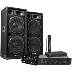SONO COMPLETE 2000W AVEC AMPLI ENCEINTES TABLE DE MIXAGE MICRO SANS FIL + CABLAGE idéal soirée animation mariage salle des fête an