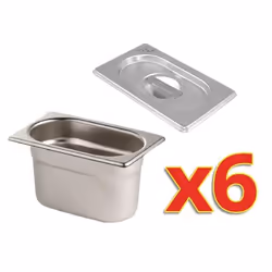 Bac Gastro GN 1/9 et Couvercle 100 ml - Lot de 6 - Vogue