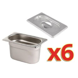 Bac Gastro GN 1/9 et Couvercle 100 ml - Lot de 6 - Vogue