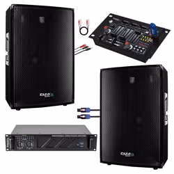 Pack Sono Ibiza Sound 2800W Total 2 Enceintes 2x600w - Ampli Ventilé 2x800w - Tâble de mixage - Câblage - Idéal Bar Club Mari ...