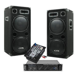 SONO 2480W avec 2 ENCEINTES DOUBLE BOOMER + 1 AMPLI SONO + câble hp et câble PC idéal sonorisation salle de mariage anniversaire b