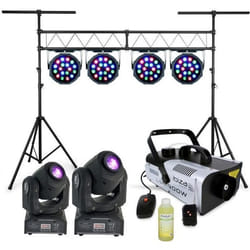 Machine à Fumée LSM900W - Portique Dj 3 M - 2 Lyres SPOT7 Dmx avec Gobos - 4 Projecteurs à LED Dmx 18x
