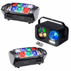 2 Jeux de Lumière Spider Dmx LED8-MINI + 1 Effet Jeu de Lumière 3 en 1 COMBILED20 IBIZA LIGHT - Idéal soirée DJ ANNIVERSAIRE