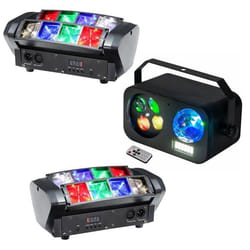 2 Jeux de Lumière Spider Dmx LED8-MINI + 1 Effet Jeu de Lumière 3 en 1 COMBILED20 IBIZA LIGHT - Idéal soirée DJ ANNIVERSAIRE