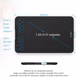 XPPen DECO MINI 7 tablette graphique Noir 5080 lpi 177,8 x 111,1 mm USB