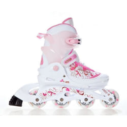 Roller Laguna transformable et ajustable RAVEN blanc/rose - Roller en ligne - Mixte - 3 ans et plus