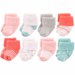 Luvable Friends 10728026_CoralDots, Bébé (0-2 ans), Femelle, 0-6 M, 8 paire(s)