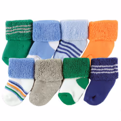 Luvable Friends 10728010_Blue_6-12, Bébé (0-2 ans), Mâle, 6-12 M, 8 paire(s)