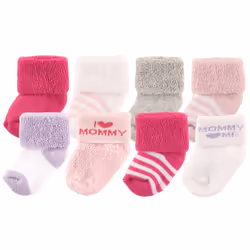 Luvable Friends 10728016_PinkMommy_6-12, Bébé (0-2 ans), Femelle, 6-12 M, 8 paire(s)