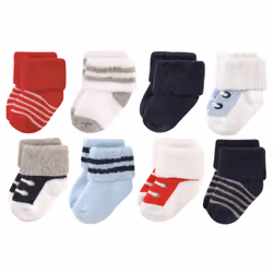 Luvable Friends 10728049_RedShoe_6-12, Bébé (0-2 ans), Mâle, 6-12 M, 8 paire(s)