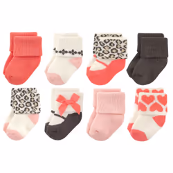 Luvable Friends 10728065_Leopard_6-12, Bébé (0-2 ans), Femelle, 6-12 M, 8 paire(s)