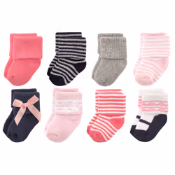 Luvable Friends 10728069_Scroll_6-12, Bébé (0-2 ans), Femelle, 6-12 M, 8 paire(s)