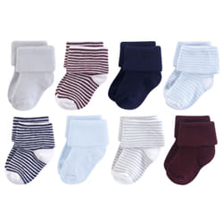 Luvable Friends 10728101_NavyLtBlue_6-12 Mâle 8 paire(s)