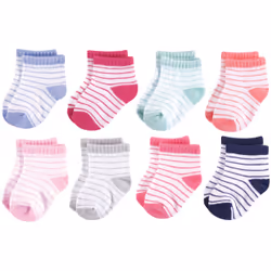 Hudson Baby 10754130_GirlStripes_6-12, Bébé (0-2 ans), Femelle, 6-12 M, 8 paire(s)